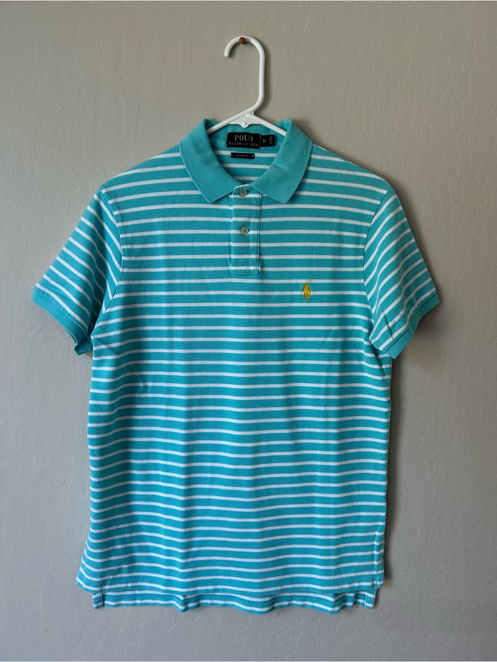 Ralph Lauren Turquoise & White Striped Polo Shirt